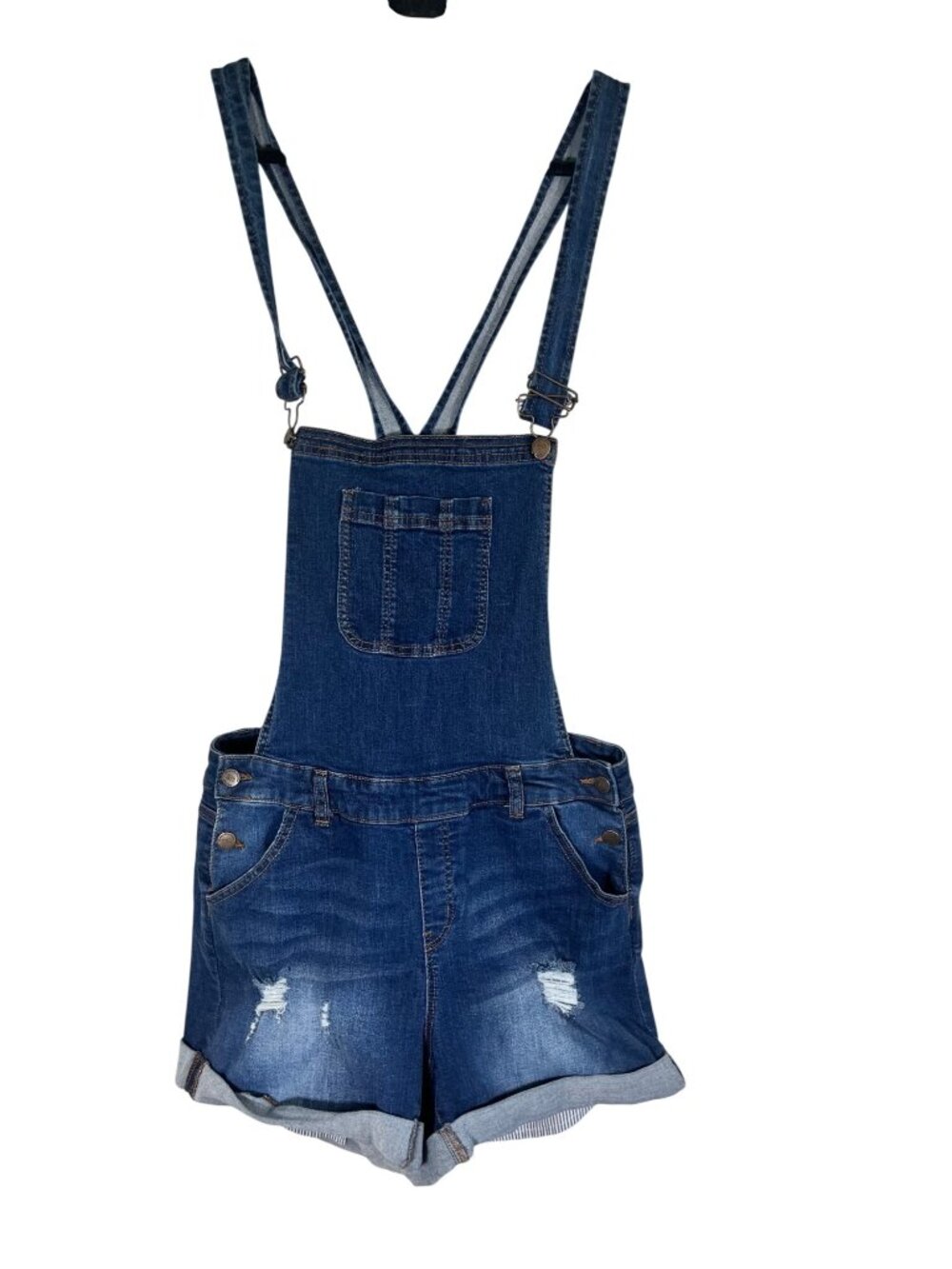 Retro Dark Denim Overall Shorts Blue L Western Boho Indie Festival Rodeo Y2K 80s